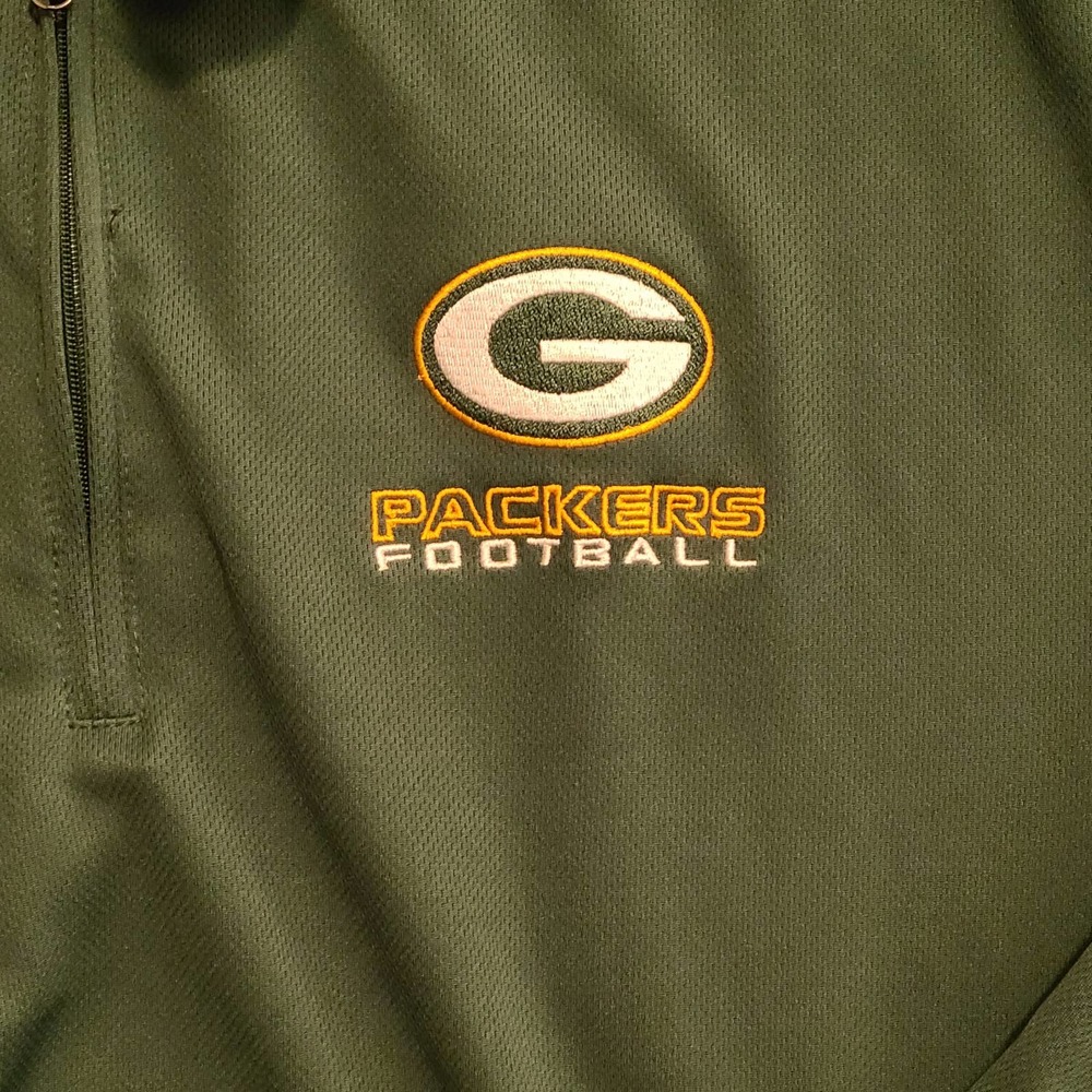 NFL Team Apparel Green Bay Packers Football Men's Quarter Zip Pullover, Size L